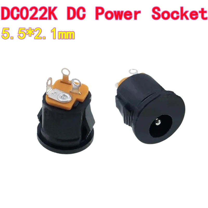10PCS DC022K DC Power Socket, Circular Bayonet Mount, 5.5x2.1mm Female Connector Charging Port