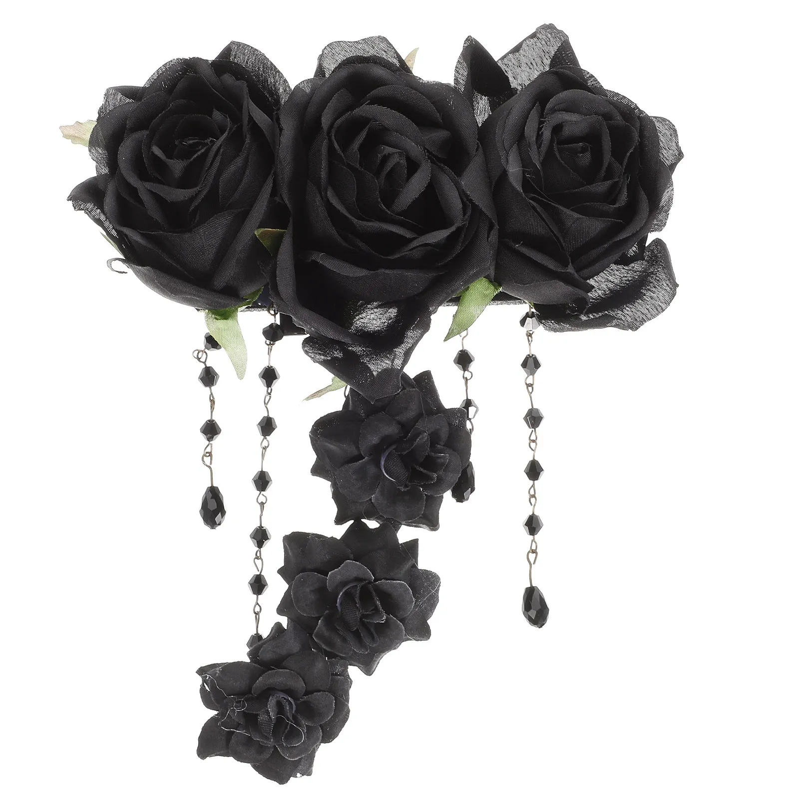 

Black Rose Hair Clip Goth Hair Accessories for Women Halloween Day of The Dead Costume Party Cosplay Floral Barrettes Fashion