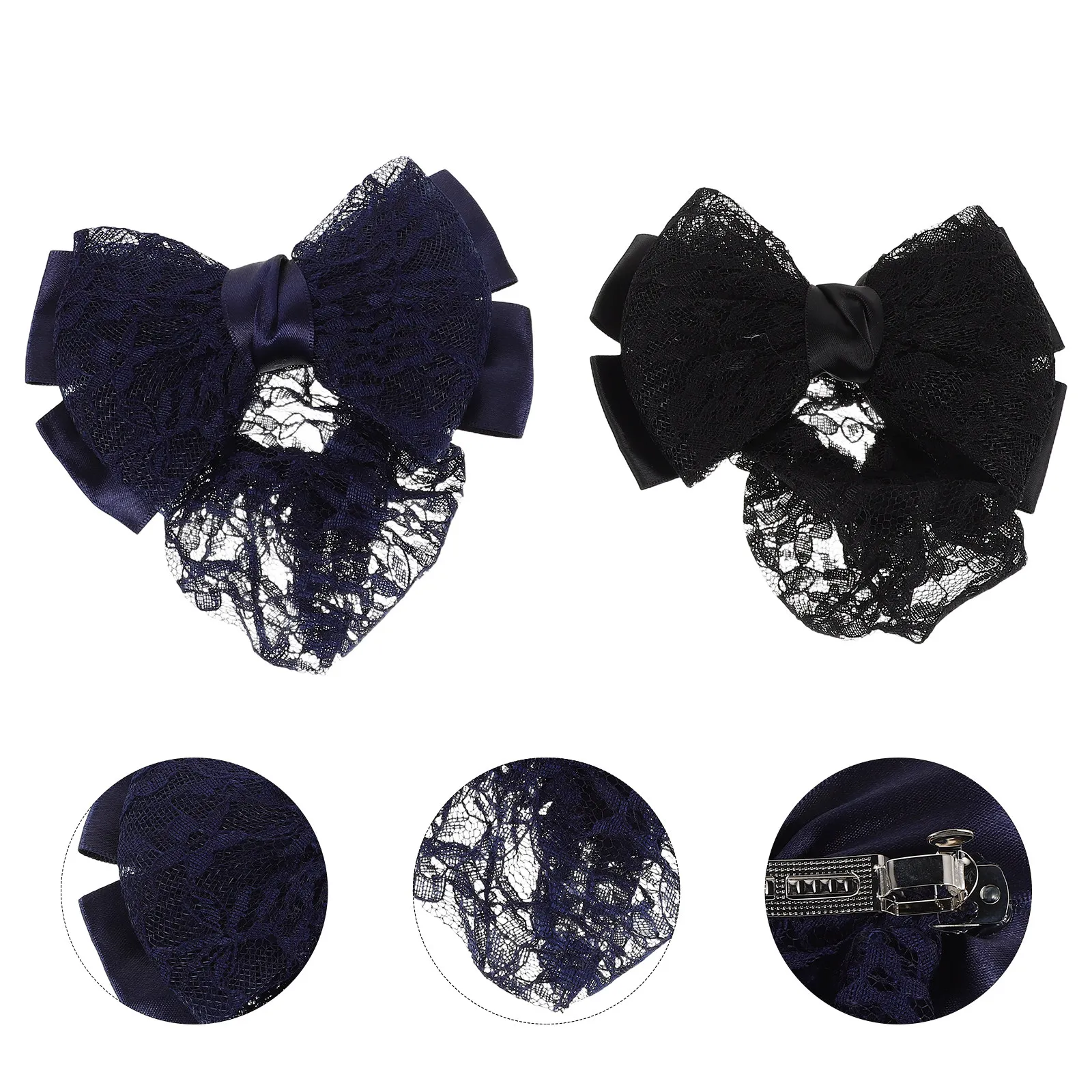 2Pcs Hair Net Bun Cover Elastic Mesh Hair Net For Ballet Dancers Bow Decoration Professional Snood Clips