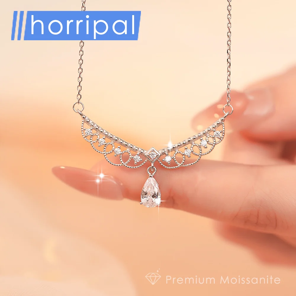 

D VVS1 Pear Moissanite Wedding Pendant Necklace for Women S925 Sterling Silver 18K White Gold Plated Anniversary Luxury Jewelry