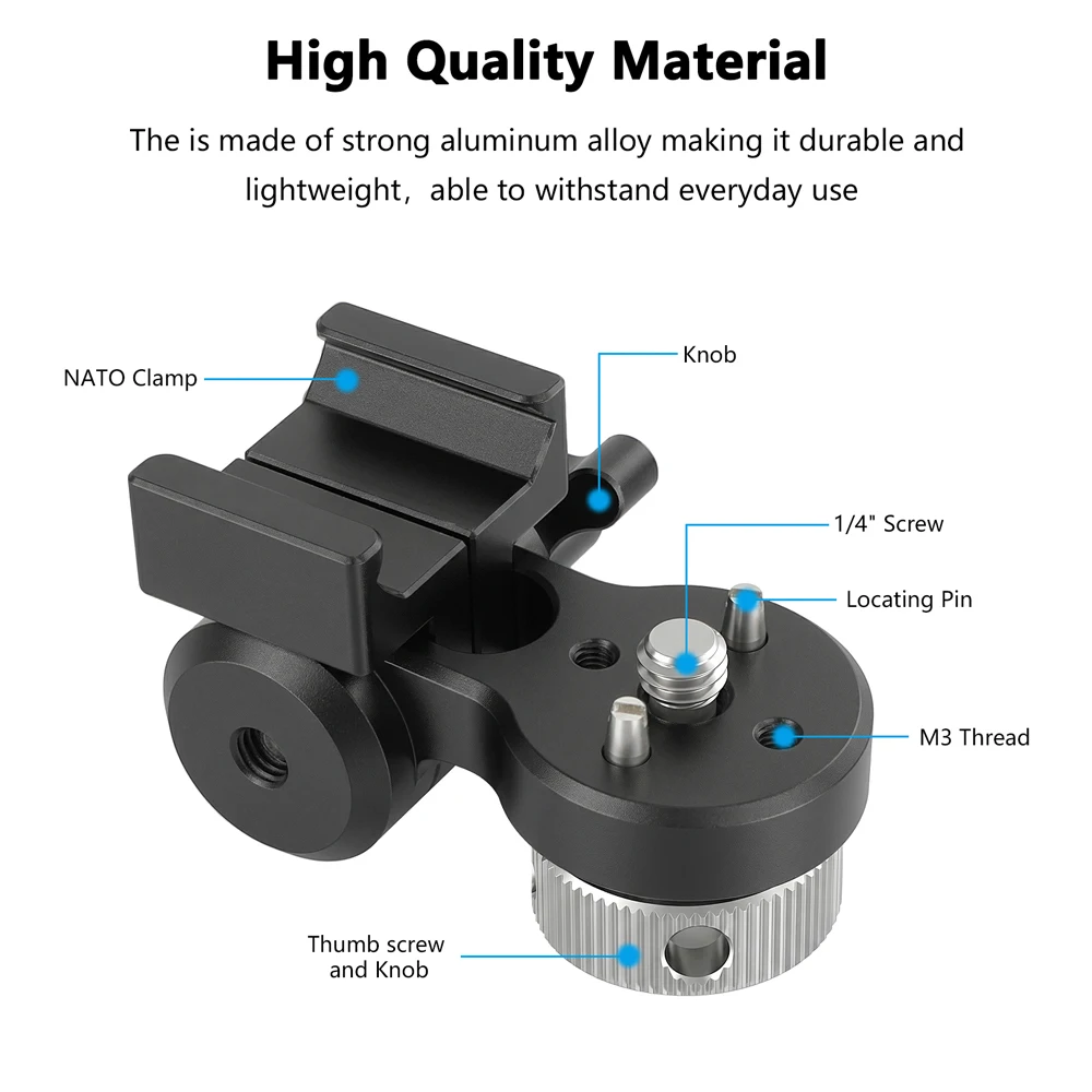 CAMVATE Swivel Arm with NATO Rail Clamp Quick Release Clamp 1/4 ARRI Locating Pin For Dslr Camera Cage Monitor Cage