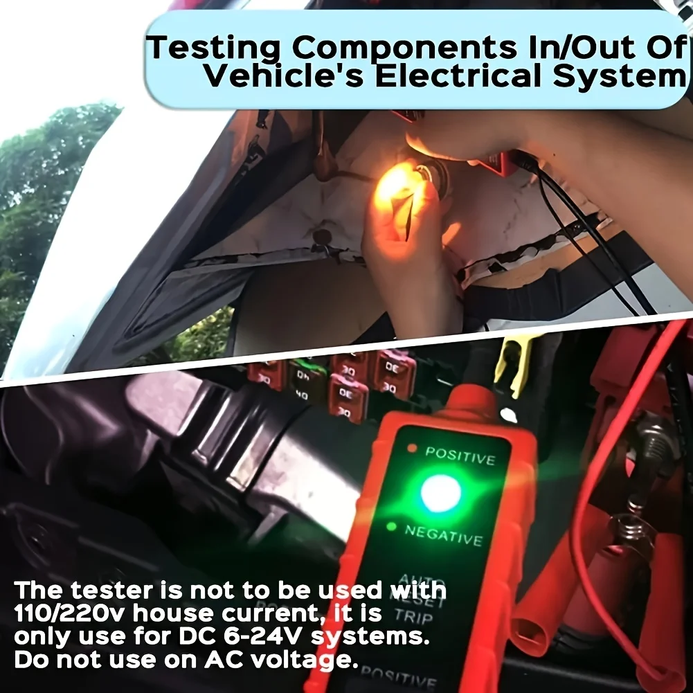 6-24V DC Automotive Power Circuit Probe Tester, Car Electrical System Diagnostic Tool Polarity Identification Short Circuit Test