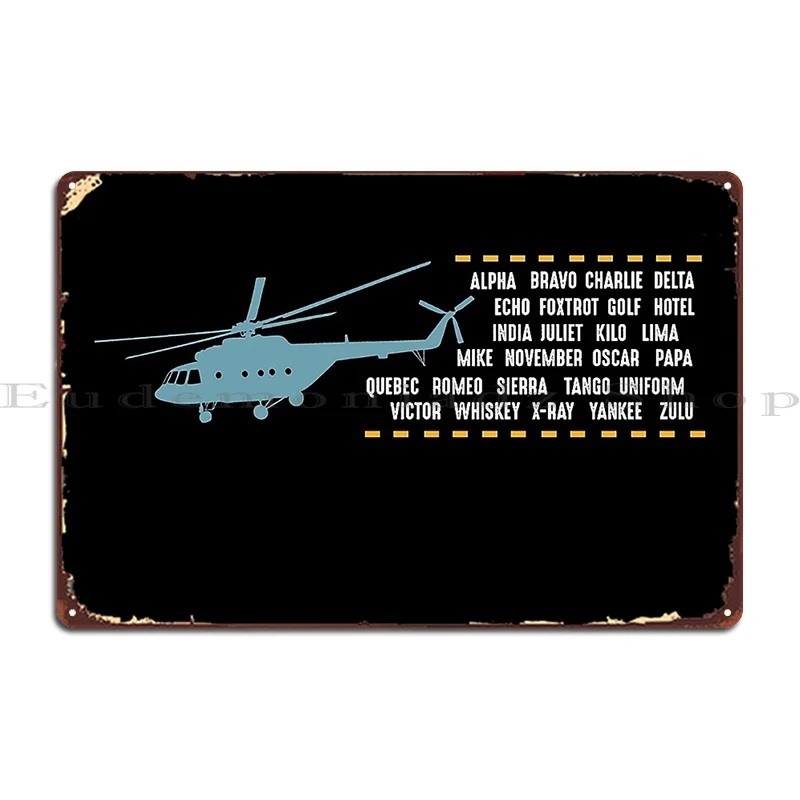 Helicopter Helicopter Pilot Heli Pilots Alphabet Metal Sign Pub Cinema Plaques Printed Retro Tin Sign Poster