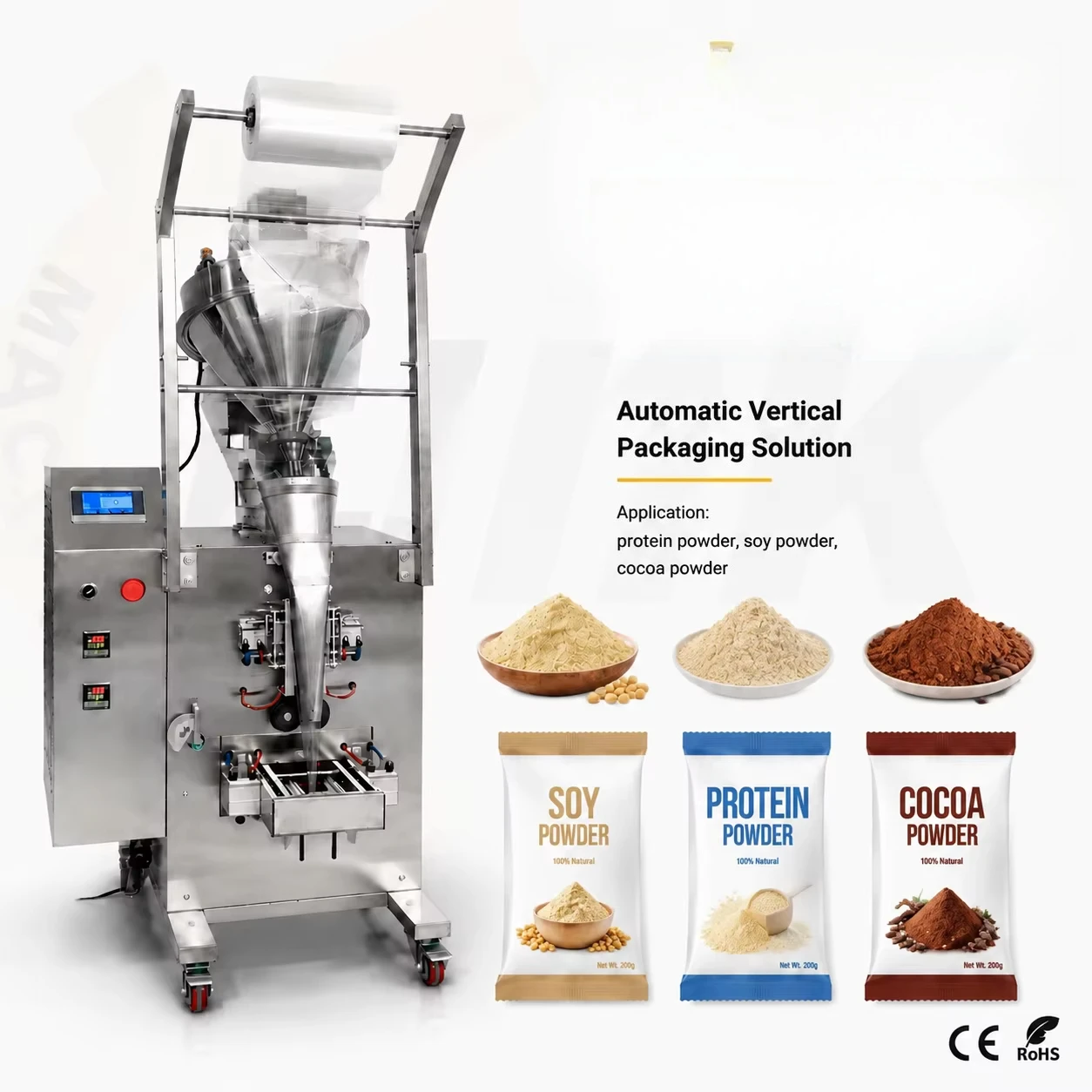 Vertical Automatic Powder Packaging Machine With Auger Filler Dry Fine Powder Chili Banana Packing Machine