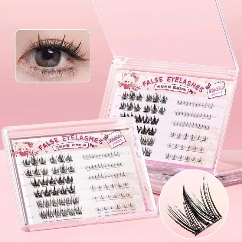 Life Girls 5 estilos em uma caixa cílios postiços sem cola naturais enrolados leves fáceis de usar cílios superiores e inferiores