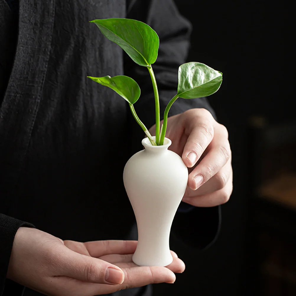 

White Ceramic Vase Zen Design Home Adornment Delicate Centerpieces for Window Sills Countertops Table Decor Ceramic Vase