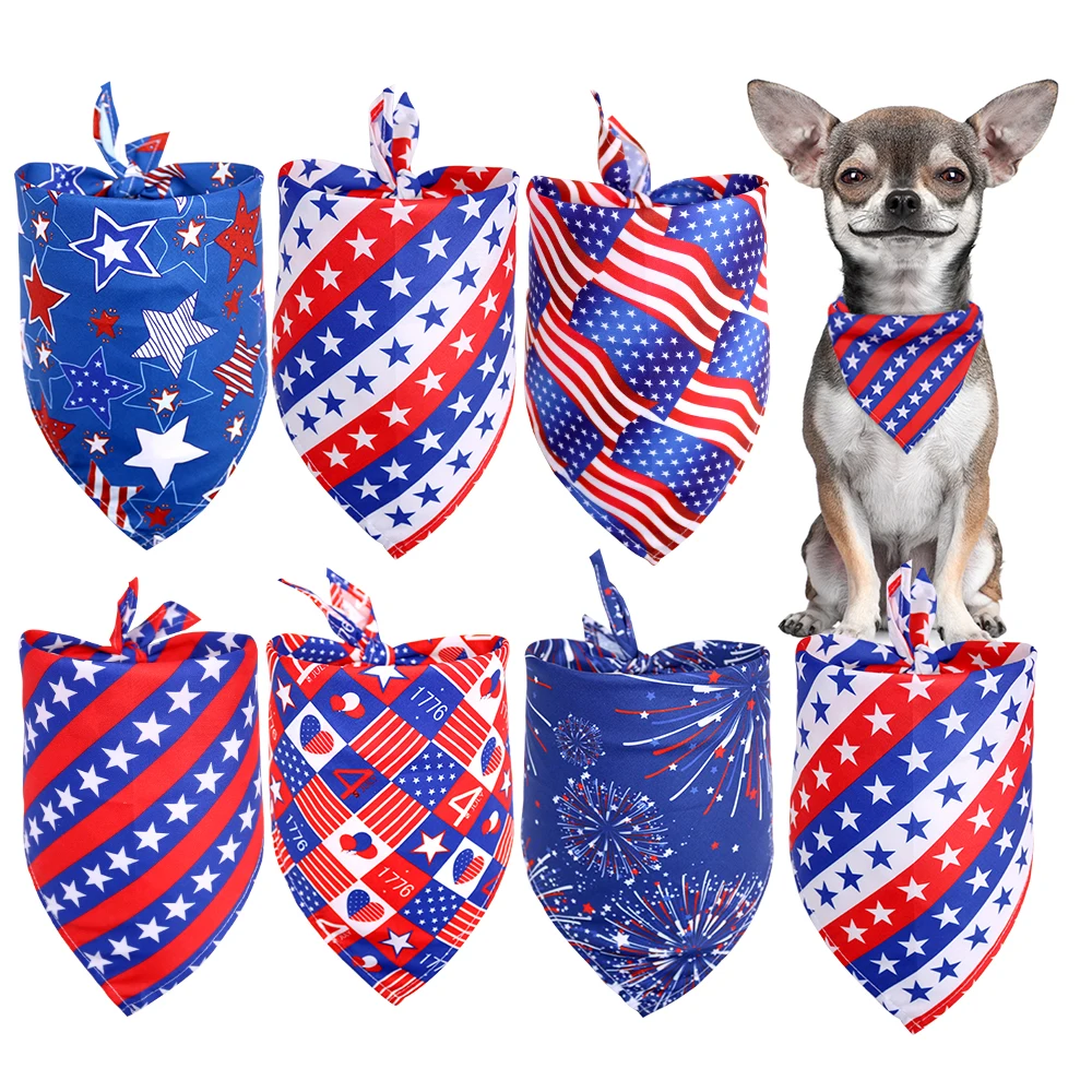 30/60PCS Adjustable Party Dog Bow Ties Pet Dog Bandanas Grooming Accessories For Dogs Bowties For 4th July Independence Day