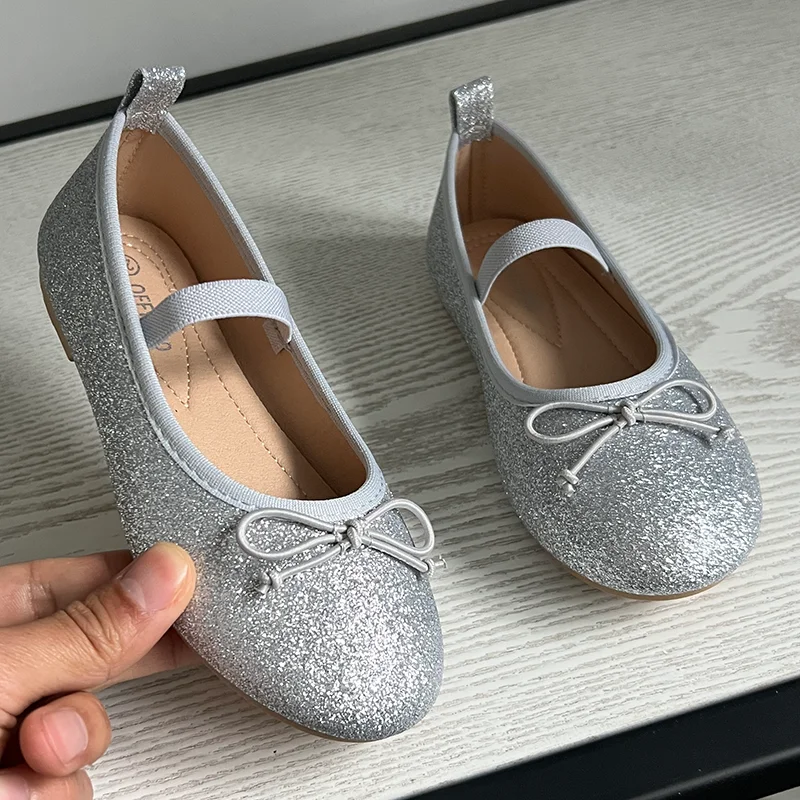 

Toddler Girl's Shiny Mary Jane Dress Flats Colorful Glitter Wedding Uniform Party Shoes