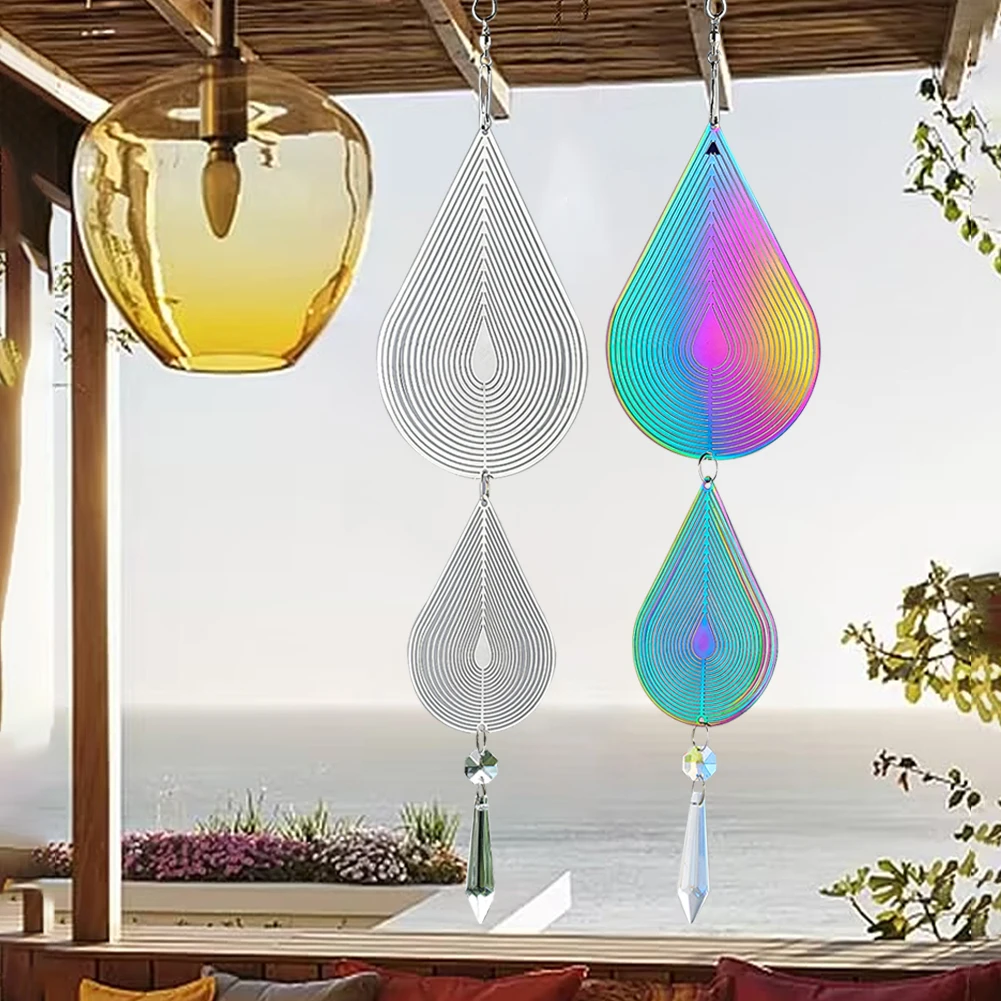 Magical Kinetic Wind Spinners Catcher Sculptures 3D Flowing Visual Effect Wind Chimes Crystal Prism Yard Garden Hanging Decor