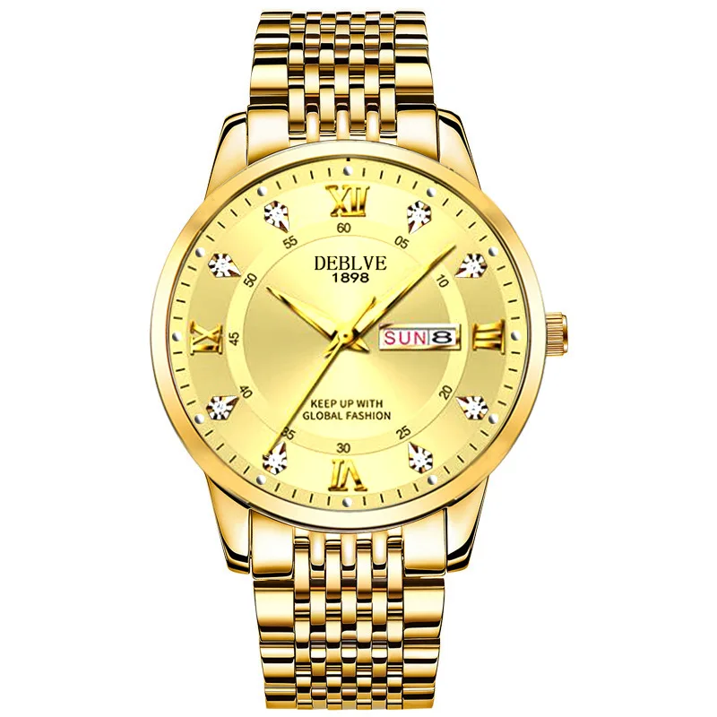 Men's Solid Strap Business Double Calendar Watch