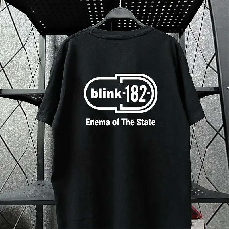 Blink-182 Blink 182 Band American Cotton Short-sleeved T-shirt Vibe Hip Retro Men and Women Half Sleeved Tide
