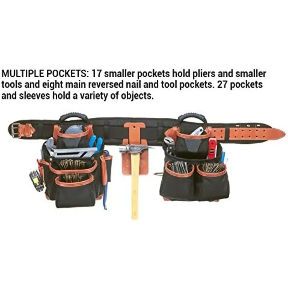 51452 4 Piece Top Of The Line Pro Framer's Tool Belt, Black,brown, 29