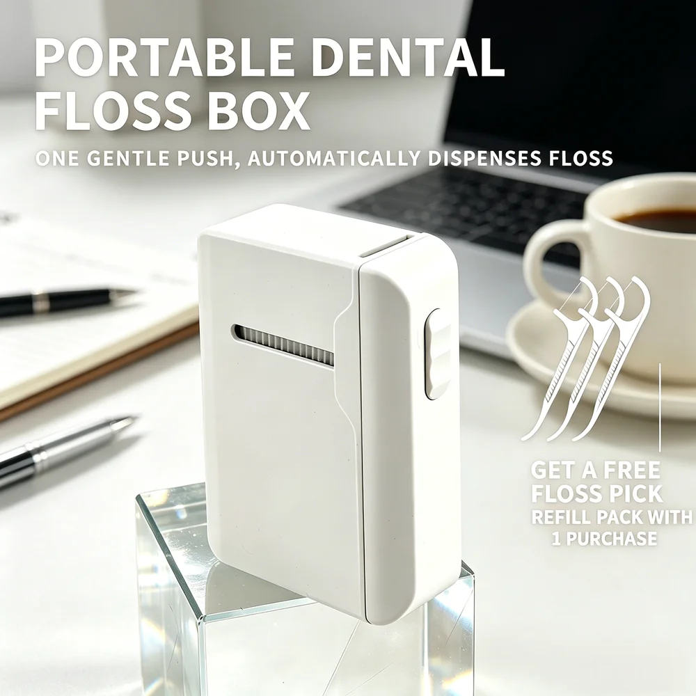 

Компактный автоматический дозатор зубной нити + 80 шт. зубных нитей-зубочисток, портативный инструмент для ухода за полостью рта для дома, путешествий и использования на открытом воздухе