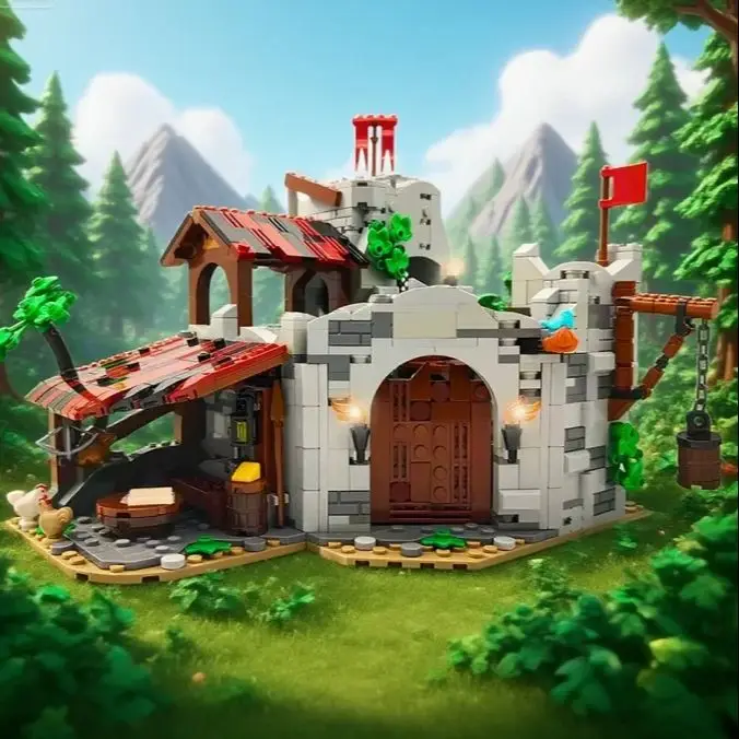 Expert creativo MOC Wolfpack Den, juegos de edificios, casa Medieval, bloques de construcción, rompecabezas DIY, juguetes de ensamblaje, regalo para niños y adultos