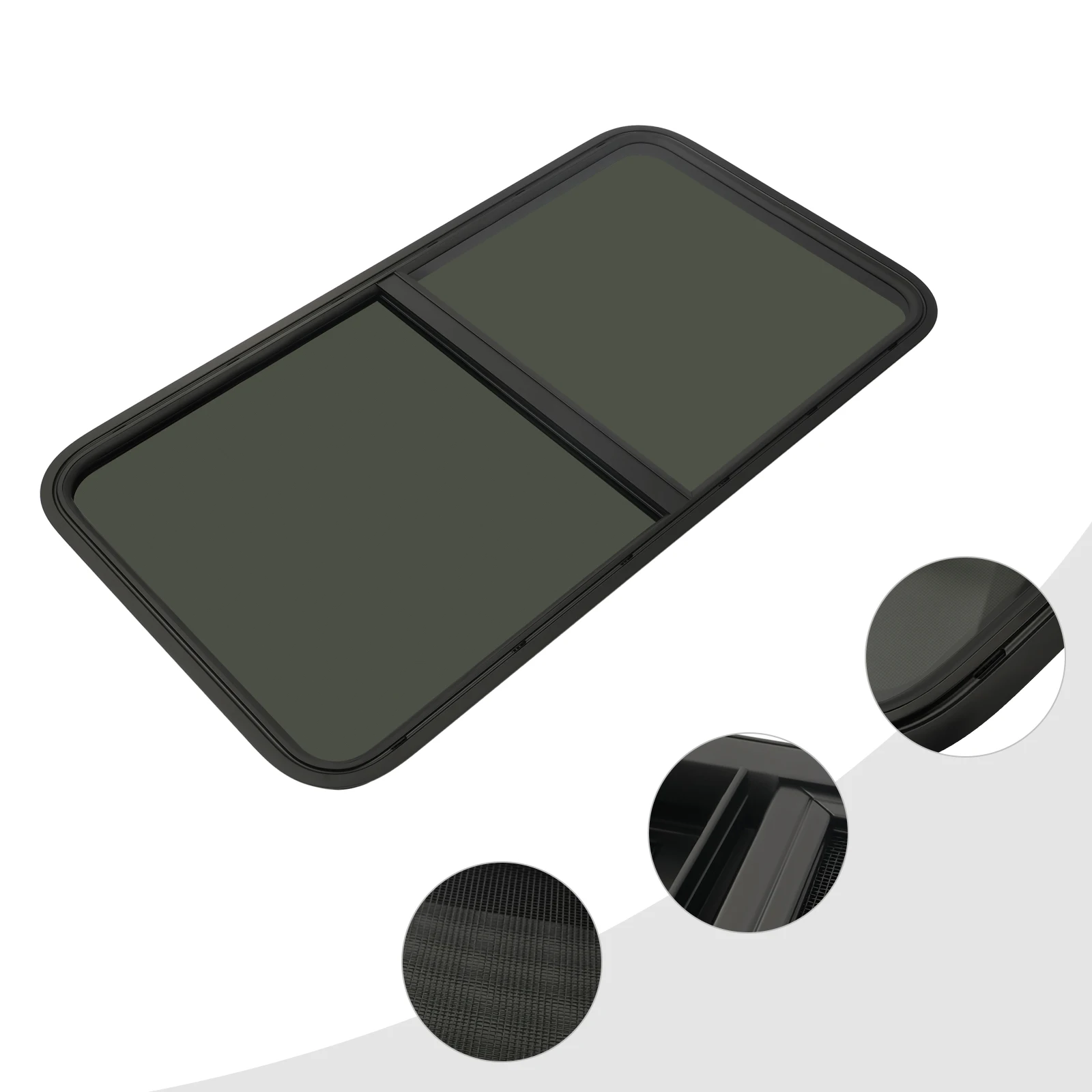 

24*20inch Rectangular Aluminum Alloy RV Window with Tempered Black Glass for Sheet Metal Thickness of 2-6mm or 48-55mm