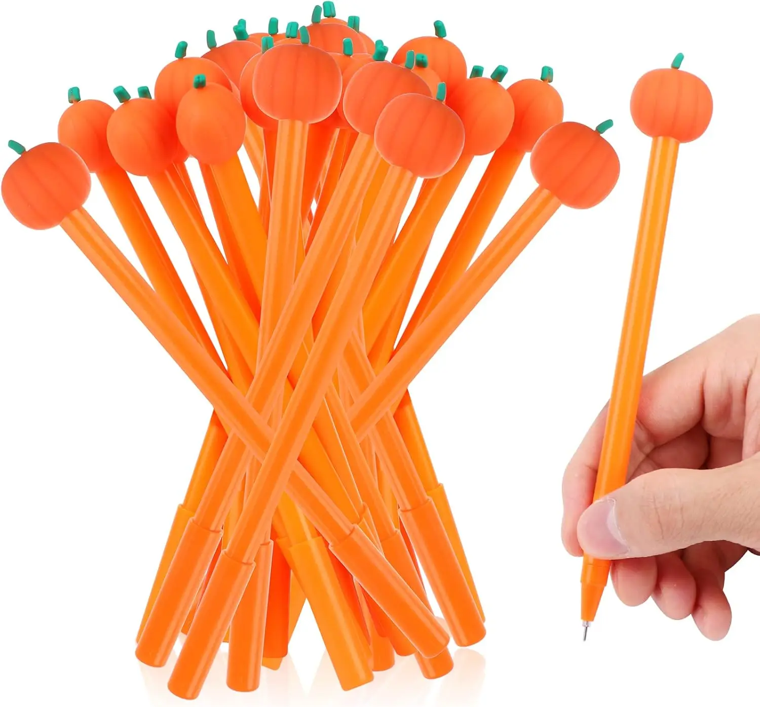 24 Pcs Halloween Pumpkin Gel Ink Pens 0.5 Mm Orange Pumpkin Pens Cute Writing Tools Party Favor Gifts Office Supplies