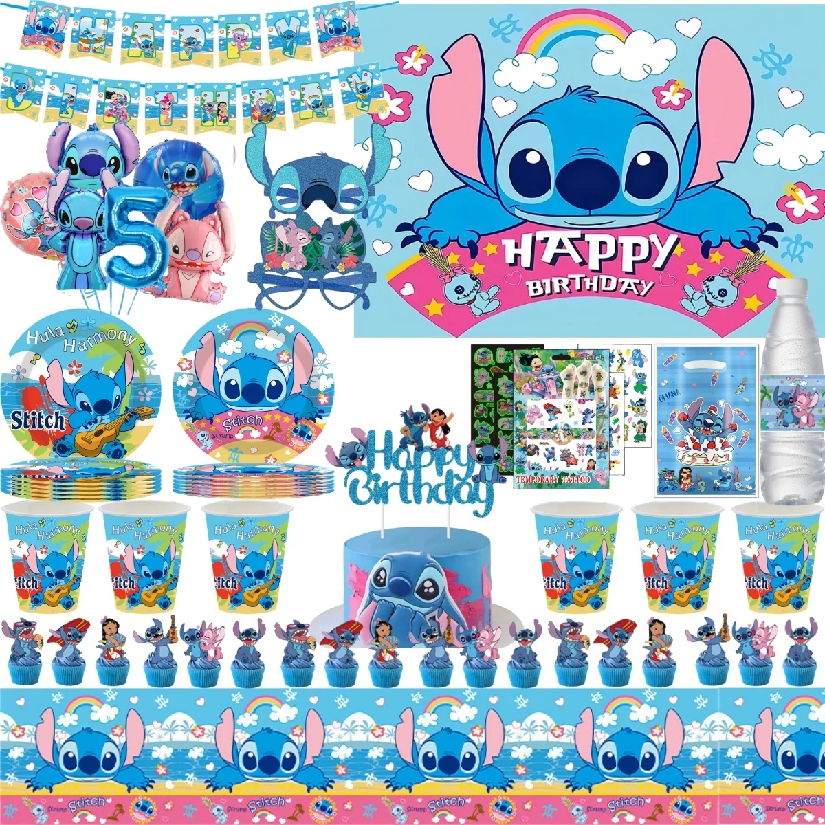 

Disney lilo Stitch Birthday Decor Stitch Stickers Disposable Tablecloth Plate Ballon Baby Shower Kids Favor Gifts Party Supplies