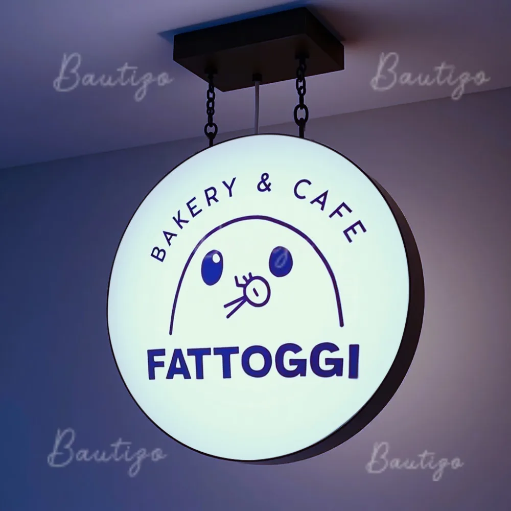 Custom LED Light Box Outdoor Business Sign Round Waterproof Acrylic Double Sided Backlit Advertising Ceiling Mounted Sign