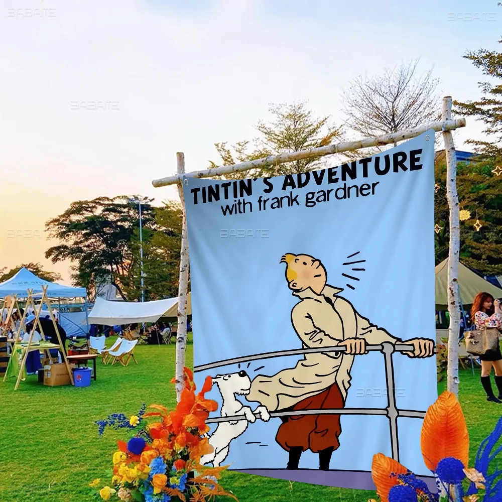 Tintins Adventure High End Quality Banner Printing Artistic Atmosphere Style Camping Flag