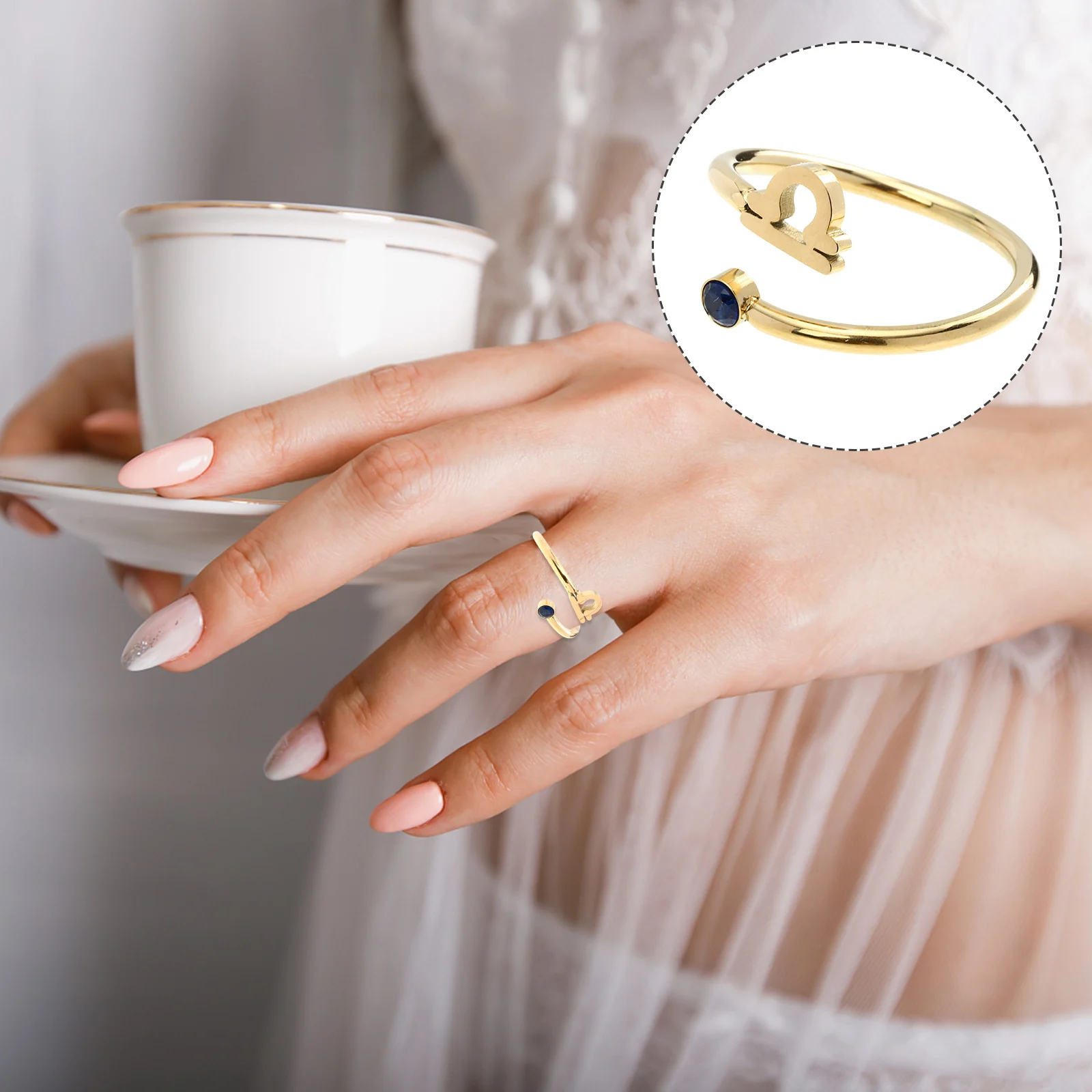 

Libra Ring Open Finger Vintage Rings Jewelry The Birthstone Wedding Adjustable Women Engagement Crystal