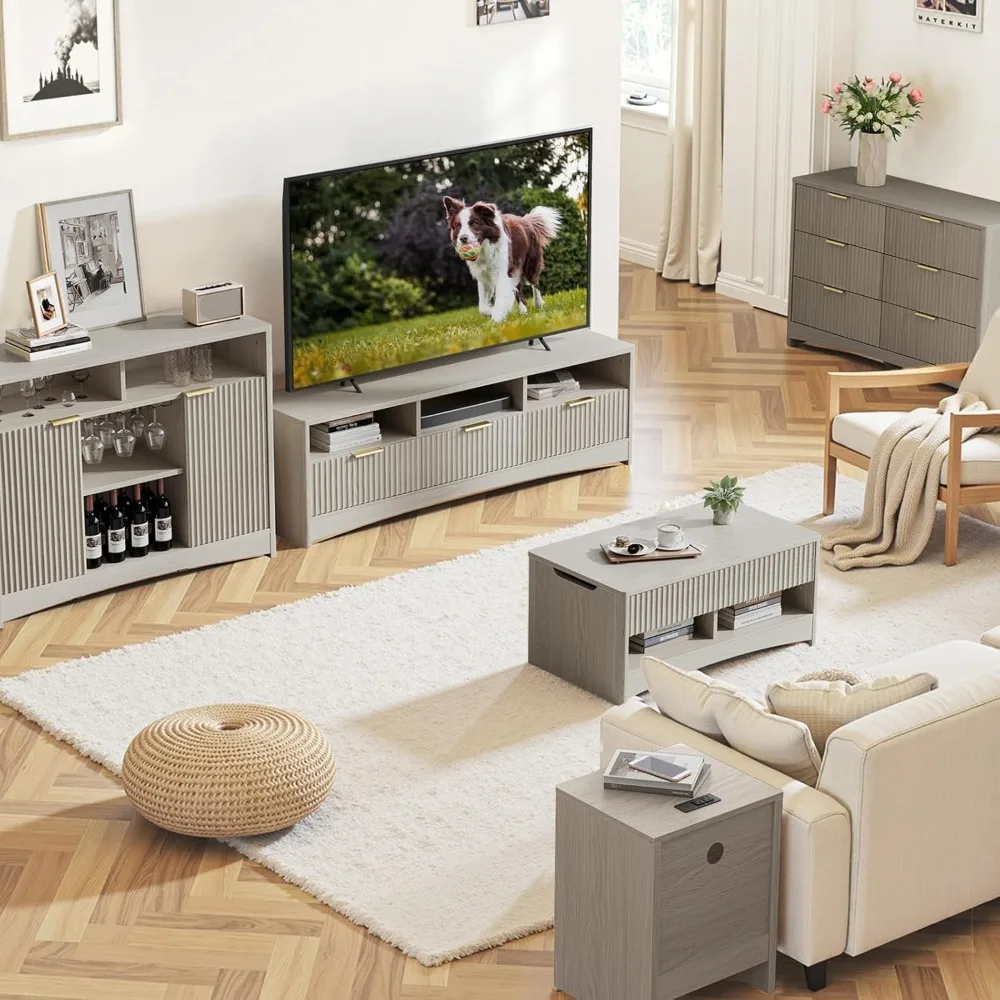 Modern Storage Coffee Table with Lift Top, Rectangle Living Room Center Table, Hidden Compartment Furniture