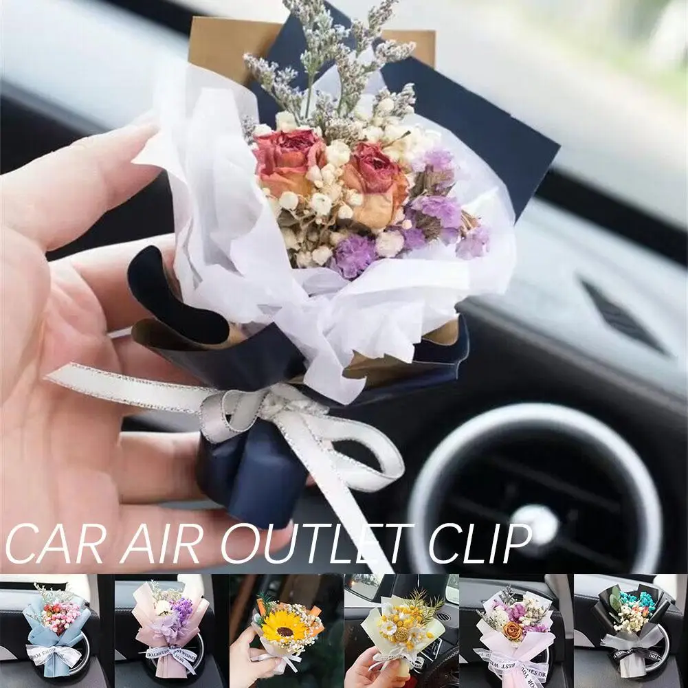 Car Dried Flowers Air Outlet Clip Perfume Decoration Clip Creative Car Flowers Perfume Diffuser Car Air Conditioning Accessories