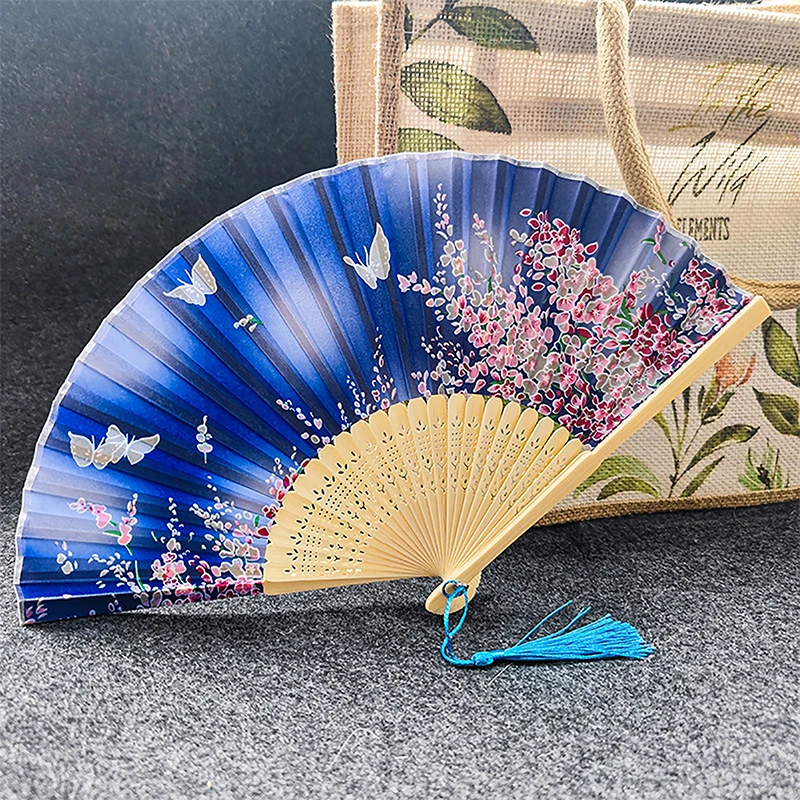 Vintage Style Silk Folding Fan Chinese Japanese Pattern Art Craft Gift Home Decoration Ornaments Dance Hand Fan