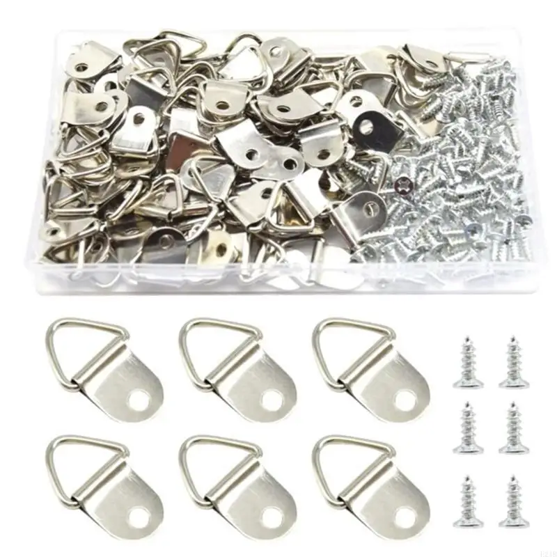 Pack of 100 Gold Single Hole Hangers Convenient Photo Hangings Hook with Screws 