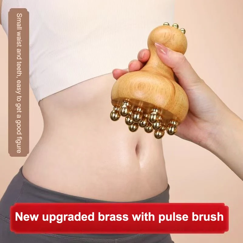 

Handheld Brass And Wood Therapy Tools Mushroom Lymphatic Drainage Massager Trigger Point Massage Tool For Deep Tissue Body Shape
