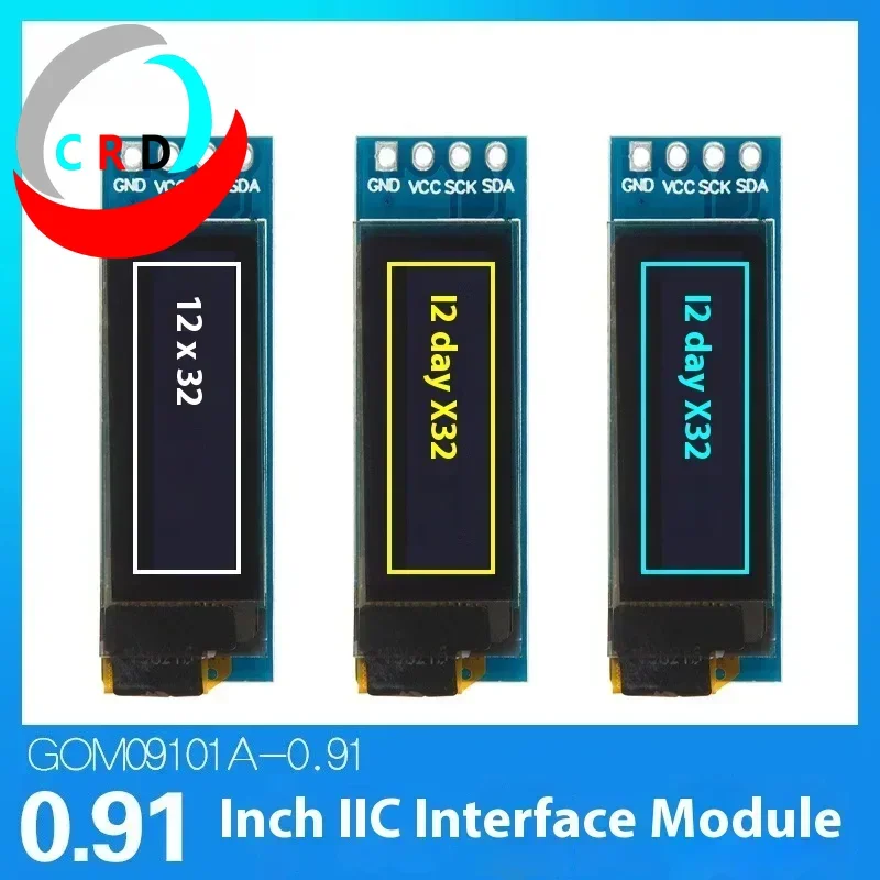 Changruida 0.91 inch OLED LCD 128x32 small screen SSD1306 vertical screen 4-pin module IIC oled  lcd display  nintendo switch