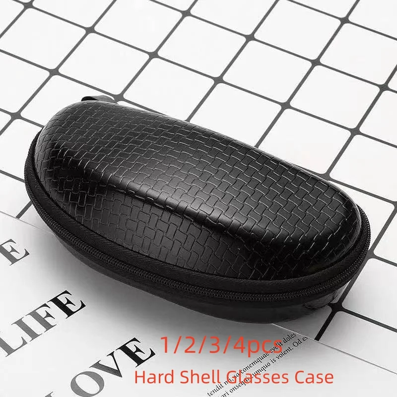 1/2/3/4PCS Hard Shell Glasses Case, PU Leather, EVA Support&Soft Liner,Durable Zipper Closure Shockproof Portable Eyewear Box