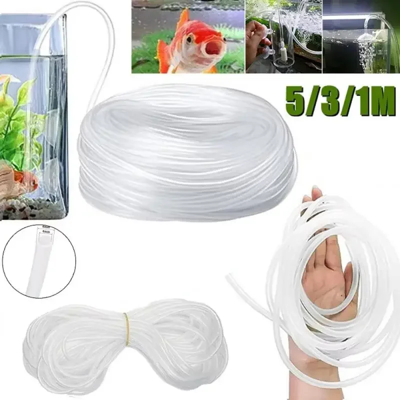 1/3/5/m Soft Silicone Oxygen Pump Hose 4-6mm Air Bubble Stone Professional Aquarium FishTank Pond Pump Flexible Silicone Tube