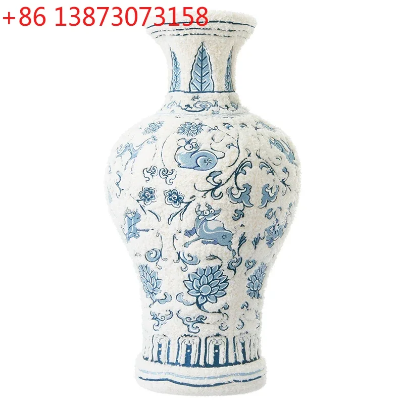 FG10Guanyin bottle, blue and white, zodiac plush high-end design creative decoration arrangement