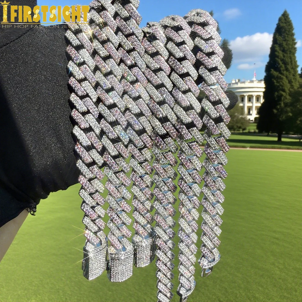 مثلج خارج بلينغ ميامي الكوبية ربط سلسلة قلادة اثنين لهجة الوردي الأبيض مكعب زركونيا المختنق الهيب هوب القلائد النساء الرجال المجوهرات