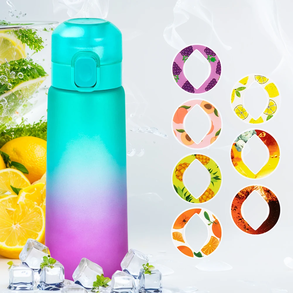 750ml Air Flavored Water Bottle with Flavour Pod Scent Water Tumblers Fruit Fragrance Water Bottle for Outdoor Camping Travel