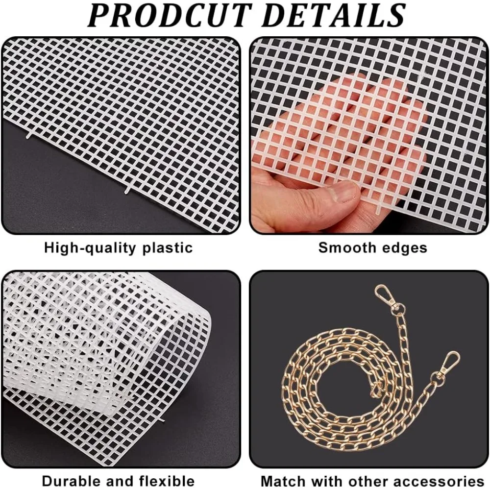 DIY Knitting Crochet Bags Kit, Hand-Knit Woven Bag Making Kit Mesh Plastic Canvas Sheets for Embroidery Cross Stitch