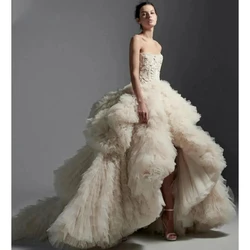 Romantic A-Line Wedding Dresses Elegant Long Dress For Bride Luxury Strapless Bridal Gown Modern Dresses Vestido De Novia