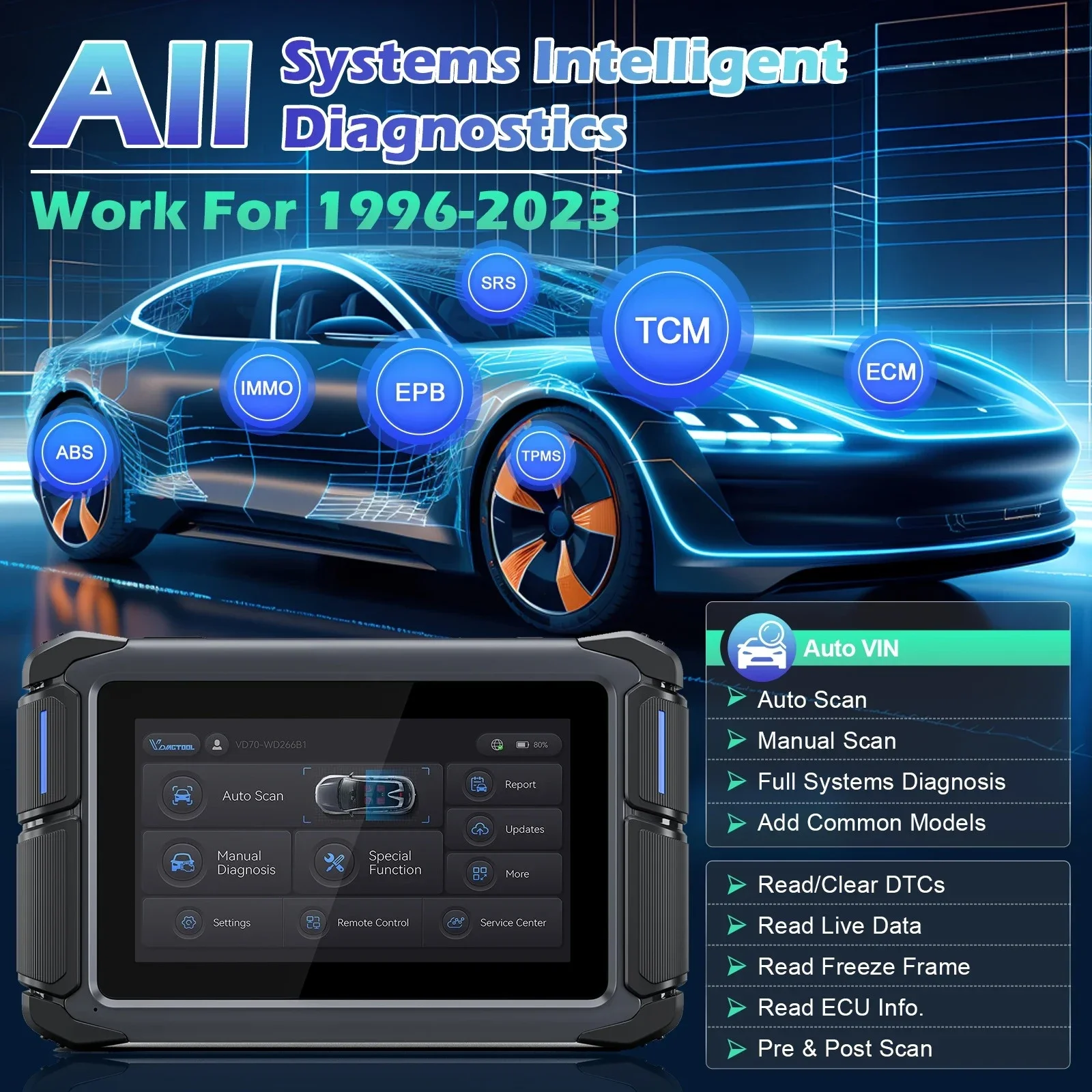 Professional Automotive Scanner VDIAGTOOL VD70 Car Maintenance Tools Scanner Diagnostic Auto Byd Diagnostic Tool