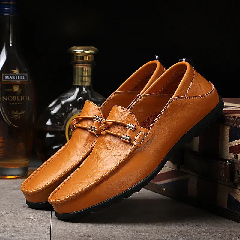 Men's Casual Shoes Spit Leather Slip On Shoes Business Formal Occasion Wedding Party Footwear Leisure Official Board-Shoes