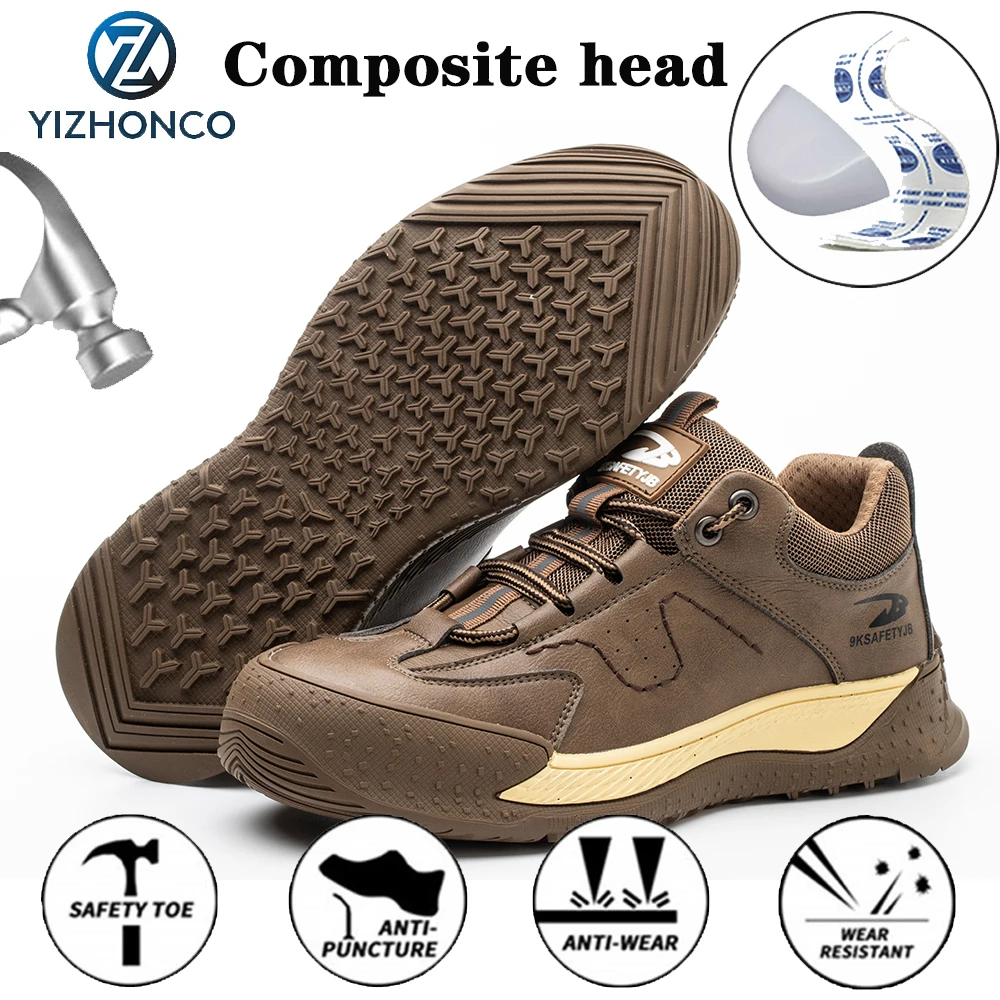 YIZHONCO-Tênis isolados para homens e mulheres, sapatos de segurança leves, cabeça composta, sapatos de trabalho, outono, 6KV