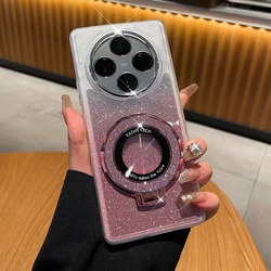 For VIVO X200 X100S Pro Case Soft Glitter With Ring Stand Magnetic Protective Back Cover Case For VIVO X200 Pro Mini X100 Ultra