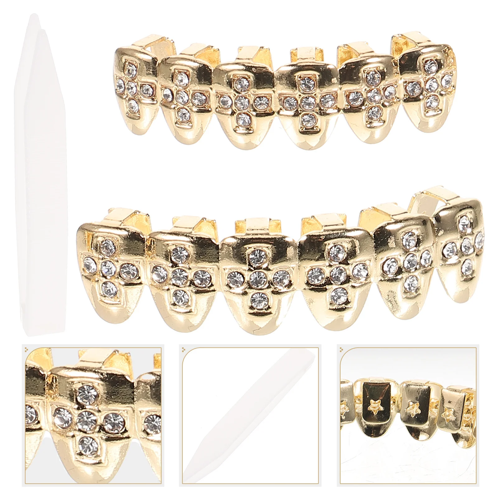 

1Set Metal Teeth Grill Caps Hip Hop Party Accessories Single Mouth Grill Rappers Performance Jewelry Tooth Gems