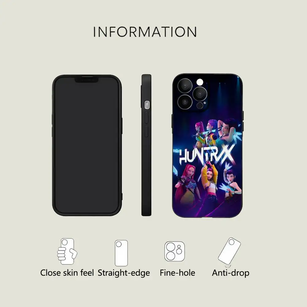 KPop شيطان الصيادين جراب هاتف أسود سيليكون ماتي جراب هاتف آيفون 17 الهواء 16 15 14 13 12 11 برو ماكس بولي TPU لينة حالة