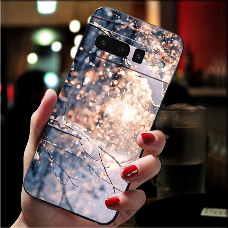 حافظة هاتف لهاتف جوجل بيكسل 10 9 برو XL 9A 8 7 6 Pro Pixel 8A 7A 6A بكسل 8 7 6 5 منظر طبيعي شتوي فاتح ثلج #1