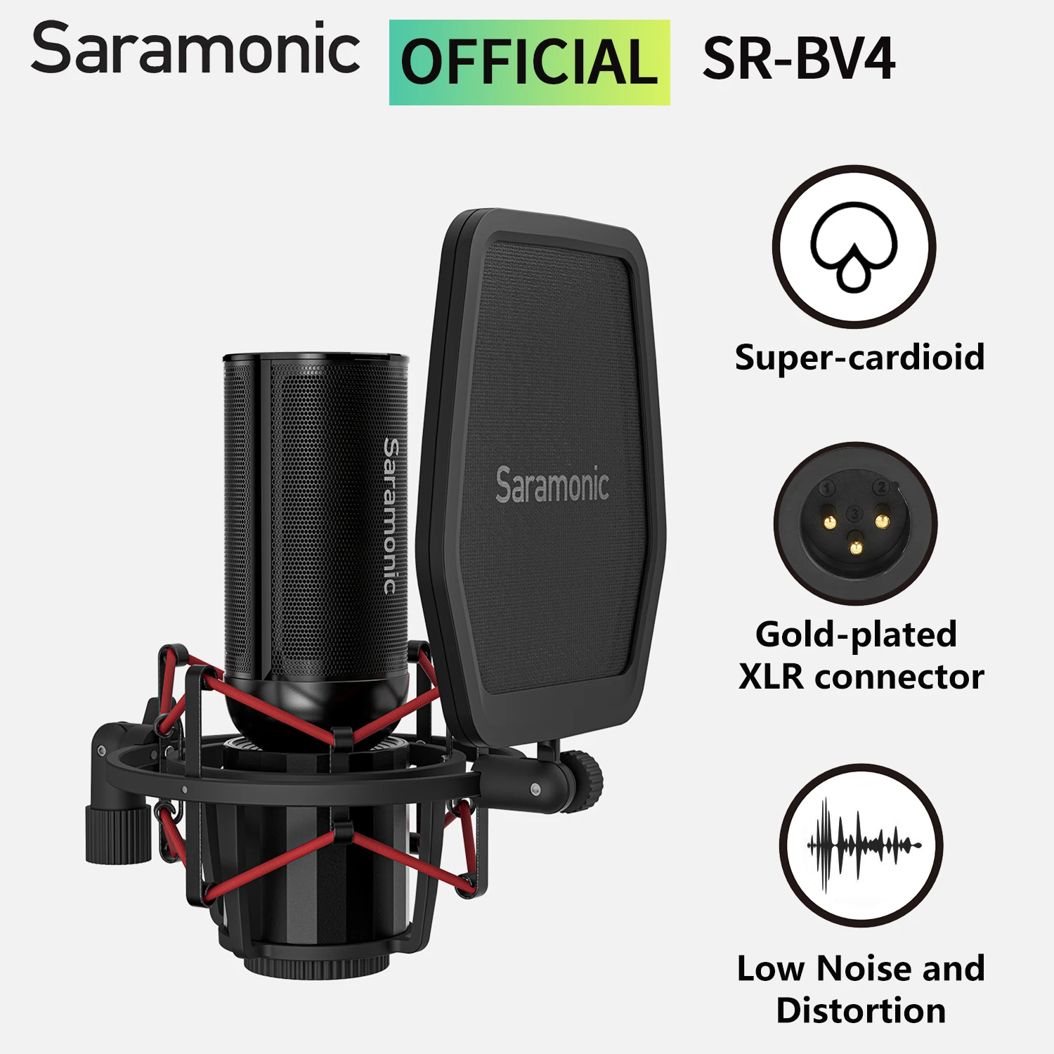 Saramonic SR-BV4 SuperCardioid Large-Diaphragm XLR Studio Condenser Microphone for Streaming Youtube Recording Podcasting Vlog