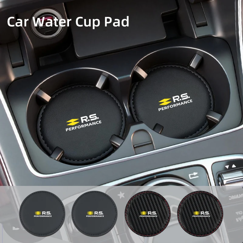 Rattle-Free Car Cup Coaster Leather Console Water Cup Pad For Renault RS Performance Clio Scenic Logan Megane Koleos Sandero