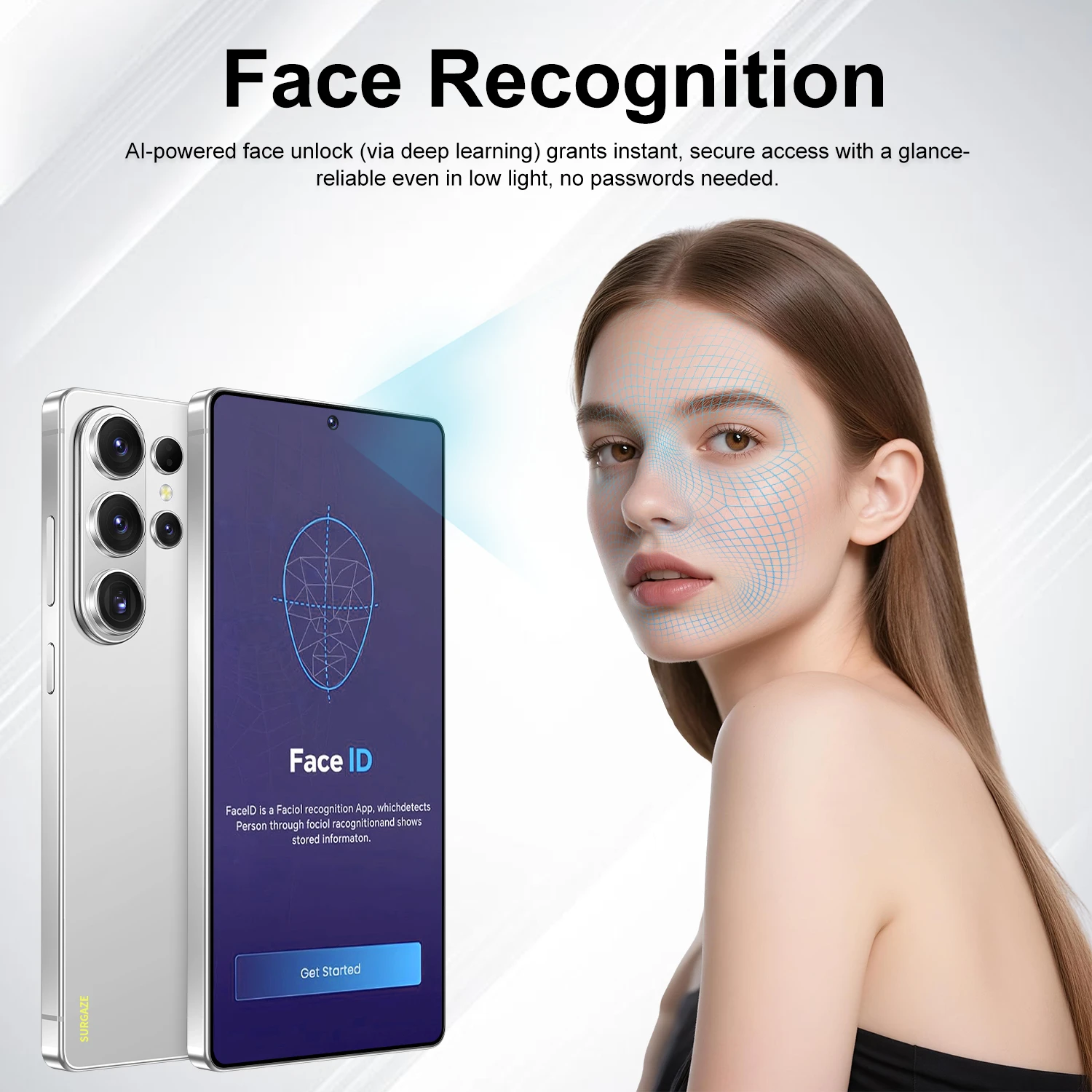 SURGAZE Global Version S26 Plus Smartphone 5G Android 5000mAH 8GB RAM 256GB ROM 6.56Inch 24+48MP 5G Network Mobile Phone