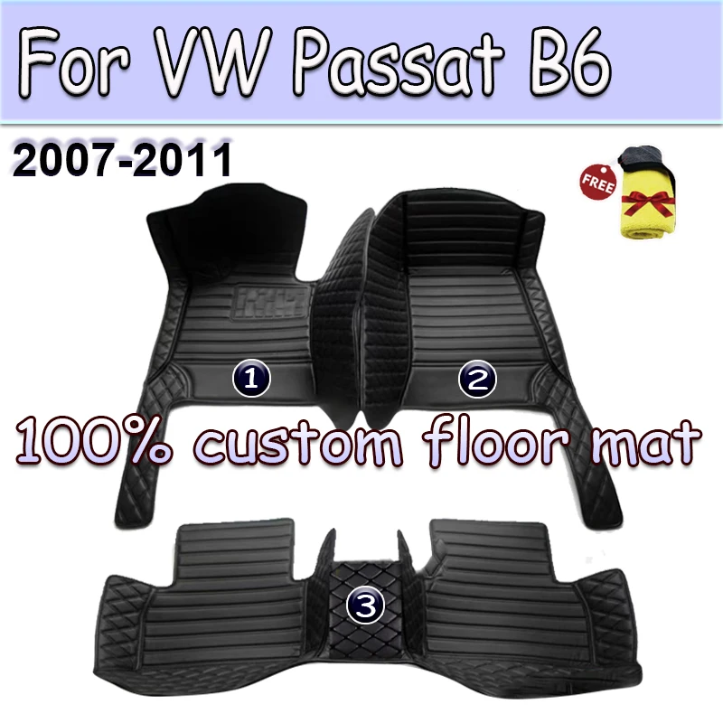 

Кожаные автомобильные коврики на заказ для VW Passat B6 2007 2008 2009 2010 2011, коврики, коврики, подкладки для ног, аксессуары