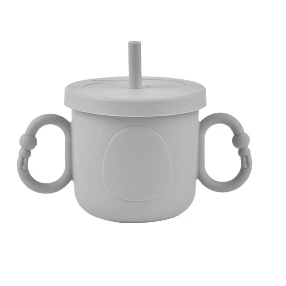 

Silicone Baby Training Cup Portable 200ml Toddler Sippy Cups with Lid Double Handle Toddlers Straw Water Bottle