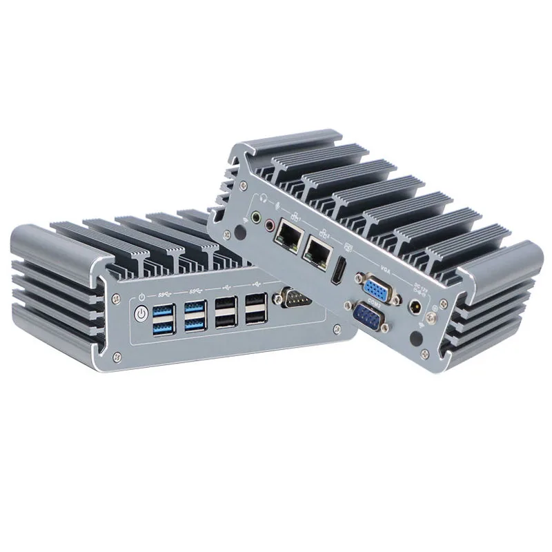 Parteaker PC industriale senza ventola I5 7287U 7360U I5 8350U I7 10610U Win11 Pro Dual Lan HDMI VGA 2 RS232 COM DC 12V Desktop Mini PC